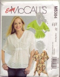 5384 EZ PULLOVER LOOSE CAFTAN STYLE SHAPED TOPS PATTERN 4-14